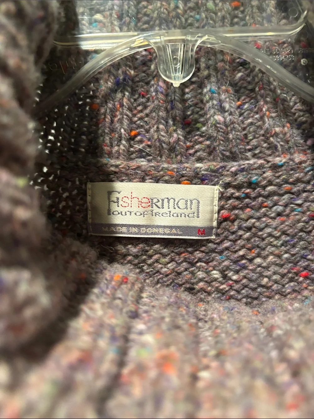 Fisherman Out of Ireland Women’s Wool Purple Chunky Knit Turtleneck Sweater Sz M